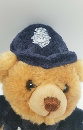 STUFFED union jack plush teddy police small navy blue suit soft furry brown - Picture 3 of 12