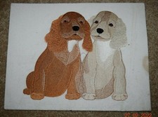 LIMITED-EDITION, "PAIR OF DOGS," Sewn Wall Art, 11" x 14", Unframed , Pre-Owned