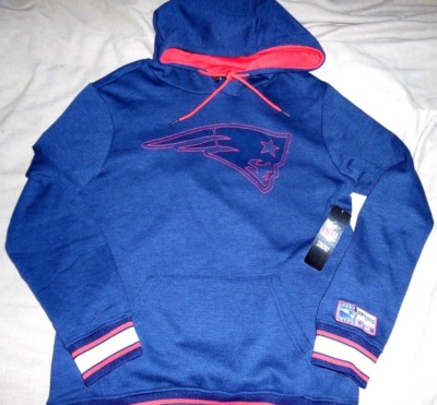 N.E. PATRIOTS ''NFL APPAREL'' EMBROIDERED HOODED BLUE SWEATSHIRT MEN'S MED NEW $85