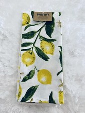 Pantry LEMON Yellow  White Kitchen Towels  Set Of 4  NWT