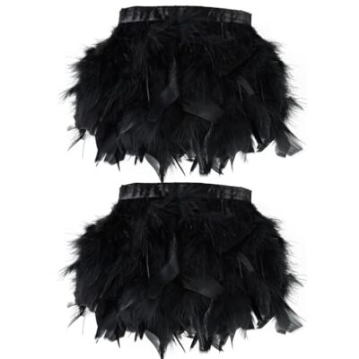 Black Turkey Feathers Trim Fringe 2Yard 4-6inch for Party Clothing DIY Sewing 