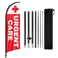 Urgent Care Feather Flag 8FT with Pole and Ground Stake for Clinic Advertising
