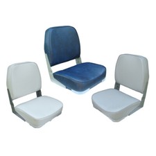 Waveline Low Back Folding Helm/Captains Boat Seat Navy. Stainless Steel Fittings