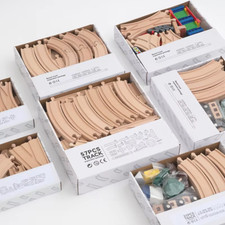 Wooden Train Track Set Toy Railway Expansion Pack for Kids Gift 10-57 PCS Wood