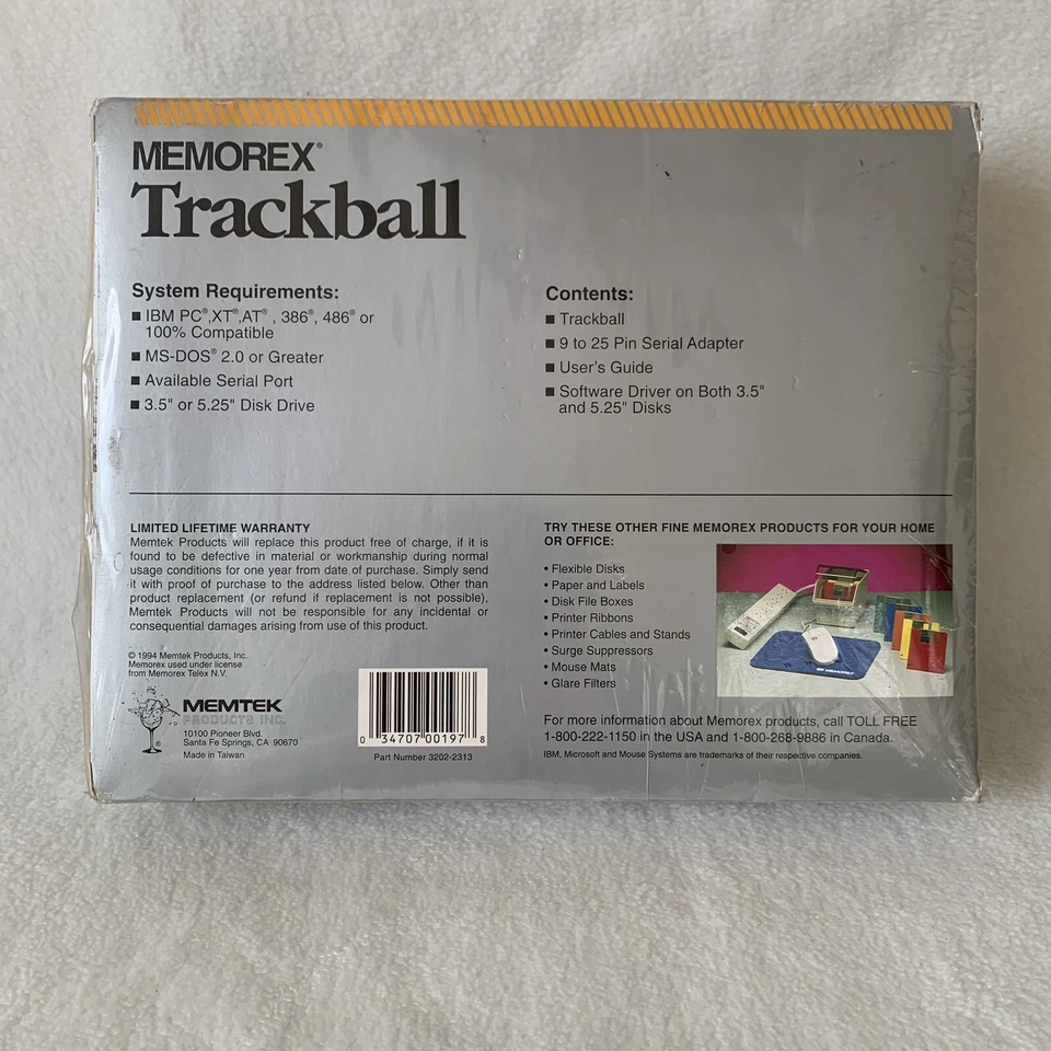 Vintage Memorex Trackball Stationary Mouse Ergonomic Wired PC IBM NOS 3202-2313 - Image 2 of 4