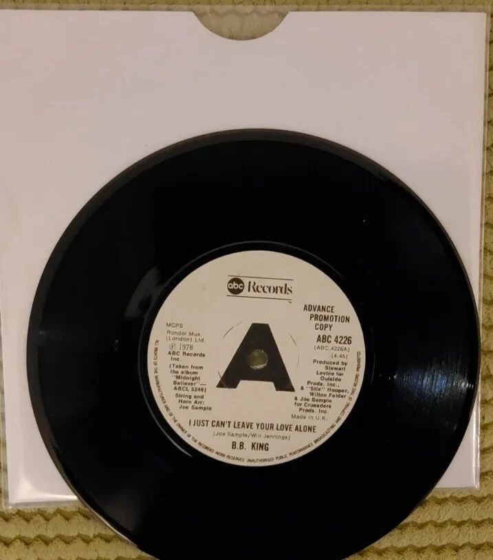 B.B. King-I Just Can't Leave Your Love Alone, 1978 rare advance promo 7" record - Image 3 of 3