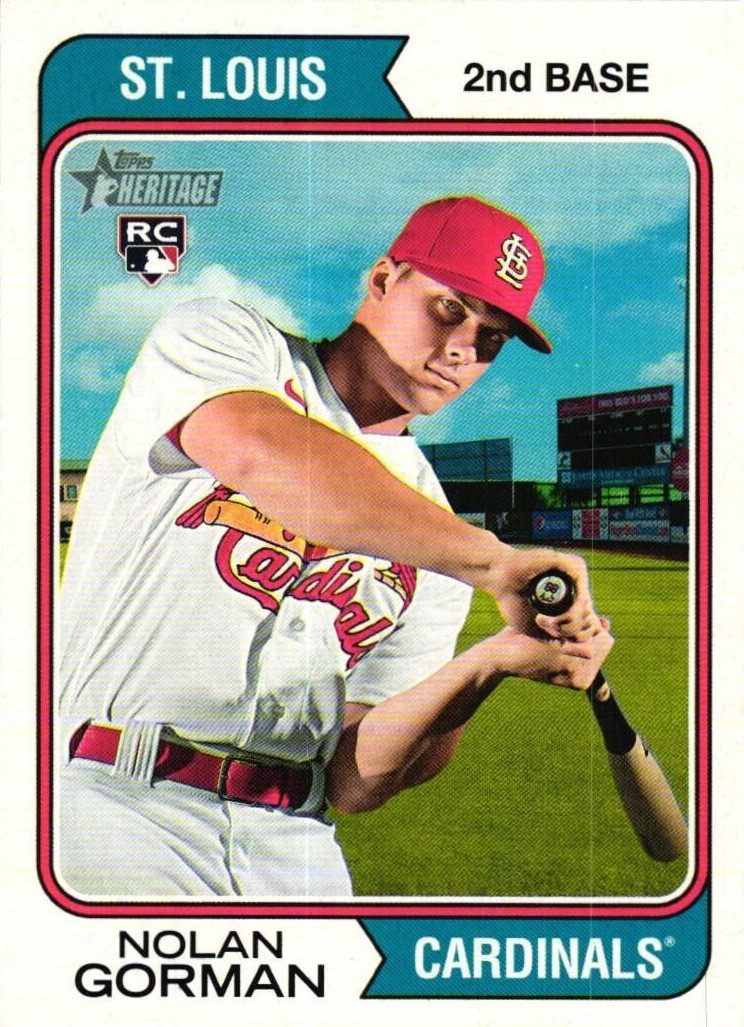 2023 Topps Heritage Error Variation 19 Nolan Gorman (RC) for sale
