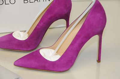 New Manolo Blahnik BB 115 FUXIA Orchid Pink Suede Shoes Heels