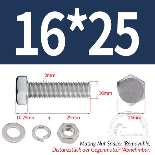 Set viti esagonali M2 - M24 acciaio inox A2 DIN 933 con rondelle dado - Foto 165 di 251