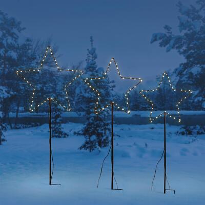 3er Set Weihnachtsstern Garten Metall Stern Weihnachten Deko 25 30 35 cm  150 LED | eBay.de