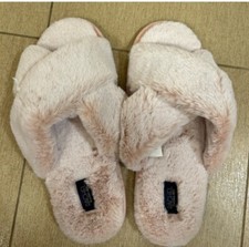 Rachel Roy Pink faux Fur Criss Cross Slippers Size XL 11-12 
