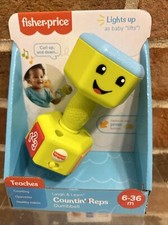 Fisher-Price Laugh  Learn Countin' Reps Dumbbell rattle toy with music light...