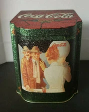 Vintage Reproduction Coca-Cola Advertising Sloped Metal Tin with Hinged Lid U128