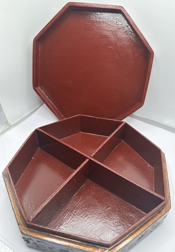 Wooden Hand Painted Masala Dabba Spice Box Indian Octagonal Trinket Box - Bild 12 von 14