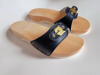 Dr Scholls Blue ''STYLE'' SIZE 9 - Italian wooden orthopedic clogs