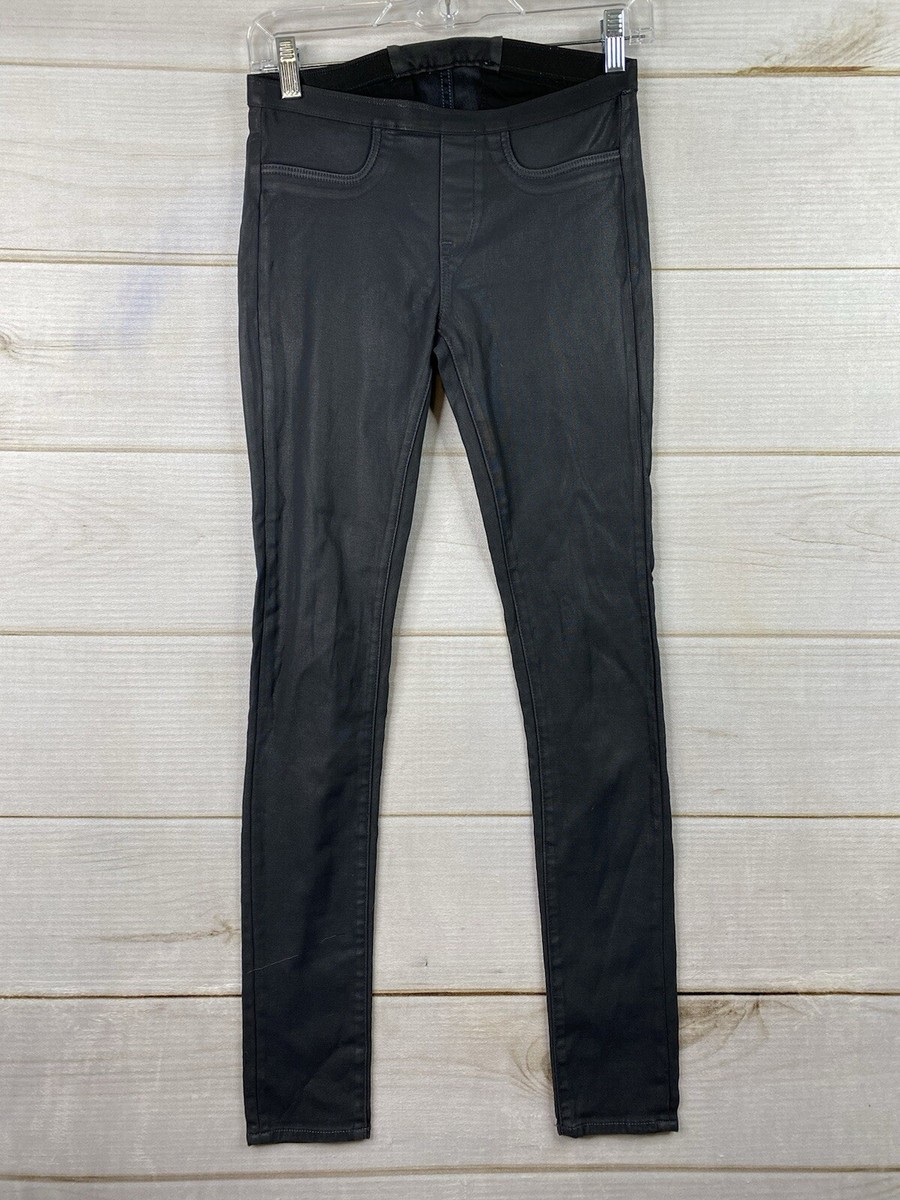 Helmet Lang Pants 26 Gray Wax Coated Skinny Faux Leather