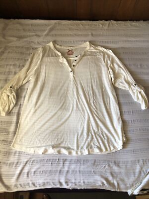 FADED GLORY 2X (18w-20w) Ivory Top Fold Up Sleeves