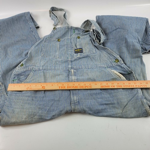 Vintage Mens 42x34 OshKosh B'gosh Pinstripe Union Made Sanfordized Overalls - Picture 9 of 12