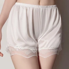 2PCS/LOT Womens Slip Shorts Under Pettipants Ice Silky Lace Wide Leg Underpants