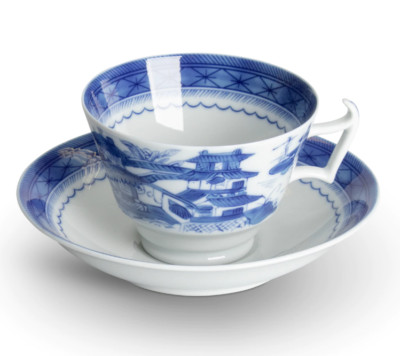 Blue Canton Tea Cup & Saucer H1796