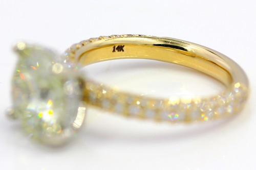 Hidden Halo 4.05 CT Round Natural Diamond Engagement Ring Solid 14K Yellow Gold - Picture 2 of 6