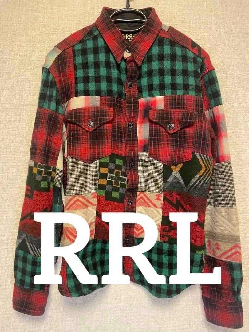 RRL Ralph Lauren Patchwork Native Pattern Flannel… - image 1