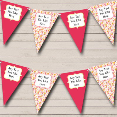 Party Banner Wimpelkette Shabby Chic rosa gelb Hochzeitslocation oder Empfang