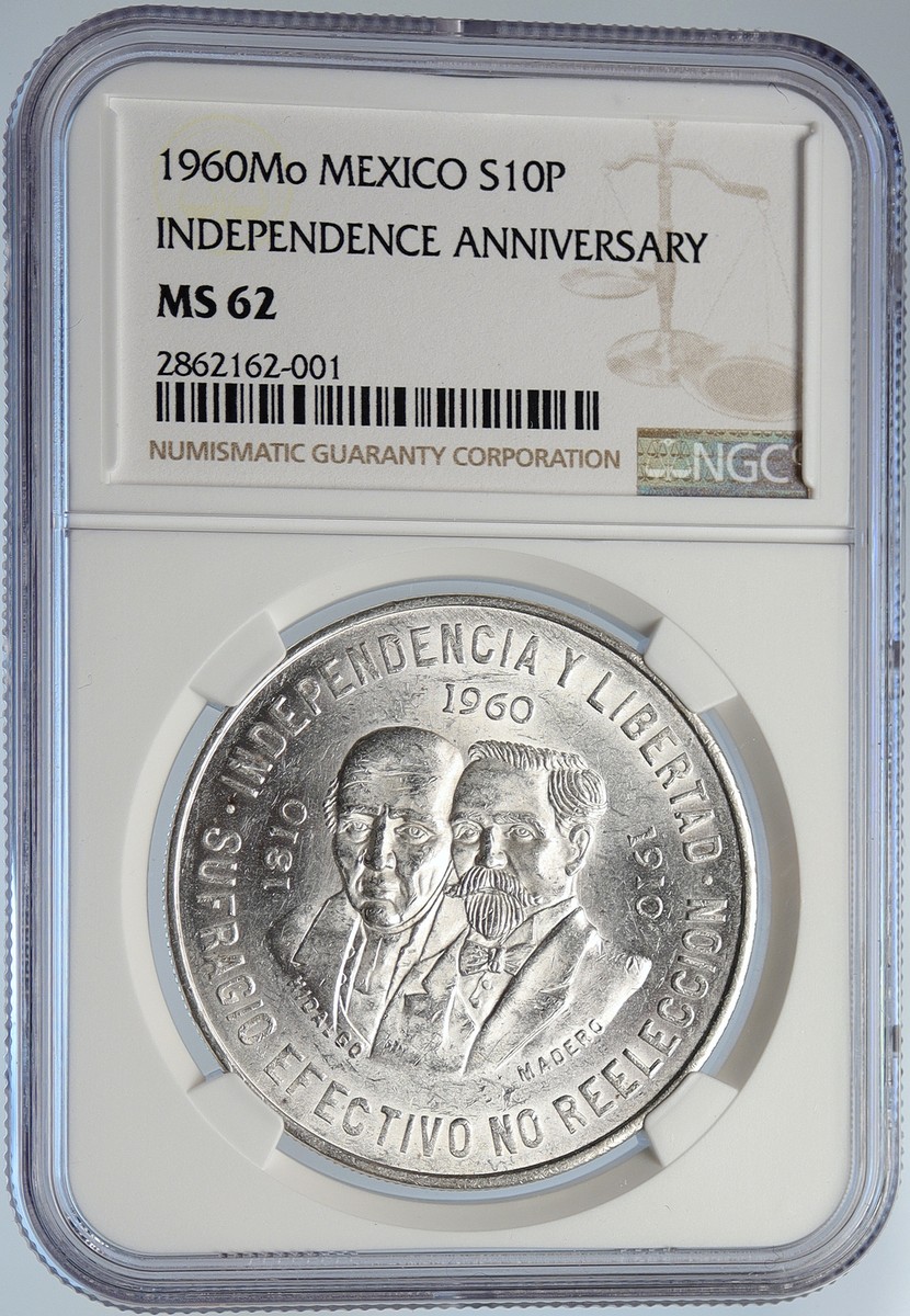 メキシコ銀貨 10ペソ メキシコ独立150周年記念 1960年 - メルカリ 1960