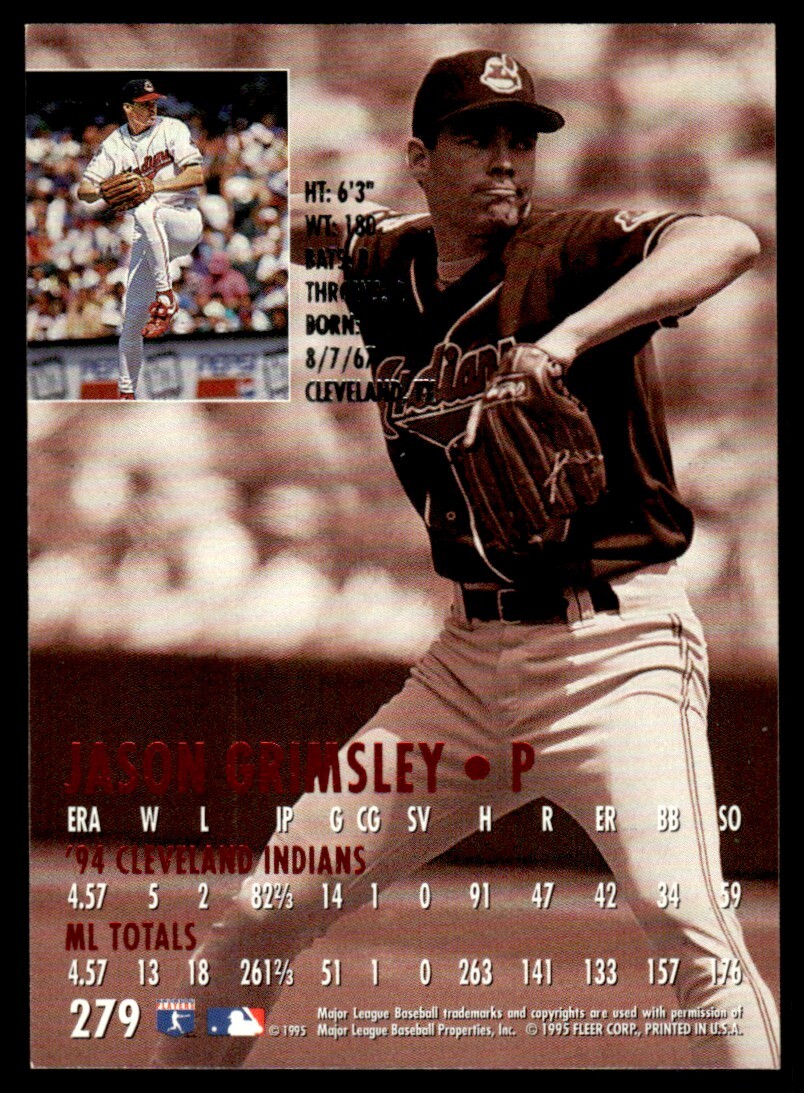 Jason 差額 1995 Fleer Ultra #279 Jason Grimsley Cleveland Indians | eBay