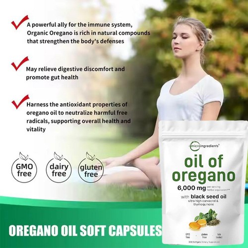 Micro Ingredients Oil of Oregano Softgels 6000mg Per Serving,300 Ct 2 in 1 - Picture 4 of 9