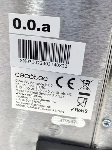 Elektrische Fritteuse Edelstahl Cecotec CleanFry Advance 1500 Inox 900W 1,5L - Bild 17 von 17