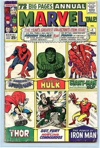 MARVEL TALES # 1 ( 1964 ) VG/FN ORIGINS OF SPIDER-MAN ANT-MAN HULK IRON MAN THOR