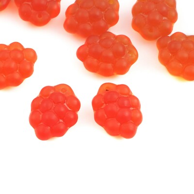 (24) vintage Czech frost orange realistic grape bunch pendant glass beads 14mm