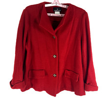 Carole Little Wool Blend Lined Blazer Womens Size 10 Red Vintage NWT
