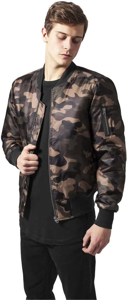 Urban Classics Bomber Jacke Camo Basic Bomber Jacket Wood Camouflage - Bild 3 von 3