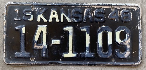1949 KANSAS LICENSE PLATE #14-1109
