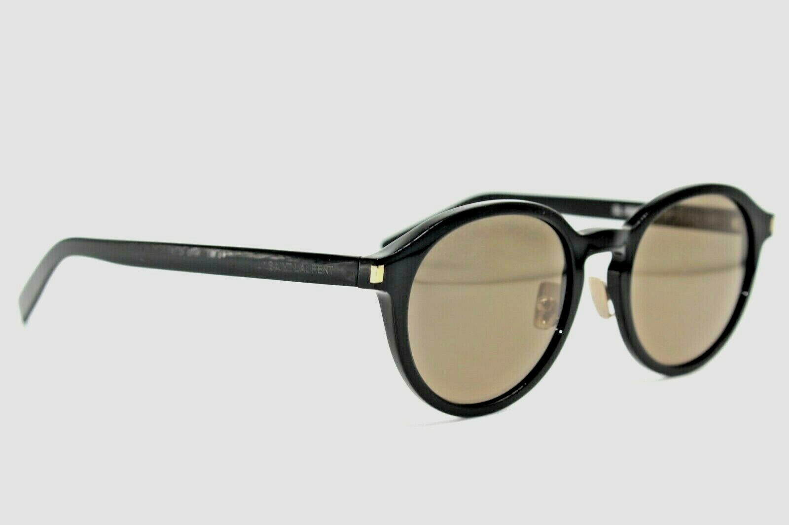 $435 Saint Laurent SL169 F 001 Unisex Black Round Sunglasses Shades 51 21 150