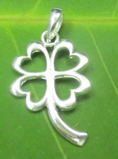 925 Sterling silver 14mx32mm plain LUCKY LEAVES pendant  TEEN GIRL WOMEN    