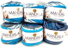 Lion Brand Yarns Mandala Thick & Quick #200 Labyrinth Blue 6 Packs of 5.3oz 87yd