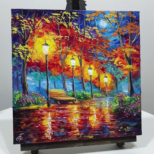 Hand Painted Original Autumn Park Artwork Decor Gift Wall Art Ukrainian Artist - Picture 23 of 24