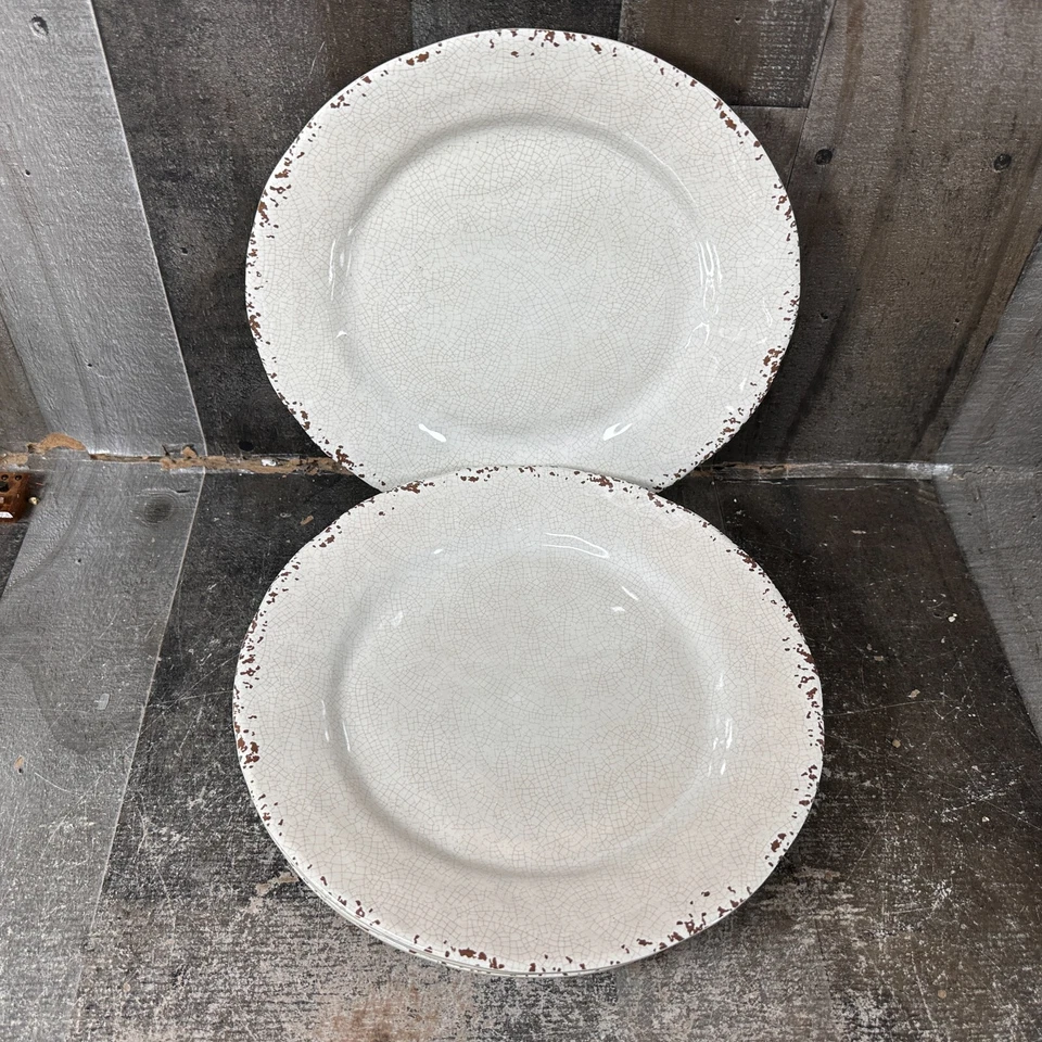 Conjunto de 4 pratos de jantar IL Mulino craquelado rústico 100% melamina 11" - Imagem 2 de 4