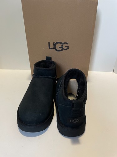 UGG Women's Classic Ultra Mini Black Suede Boots - Picture 5 of 6