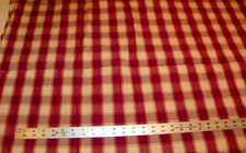 Burgundy Beige Plaid Print Fabric / Upholstery Fabric 1 Yard F534
