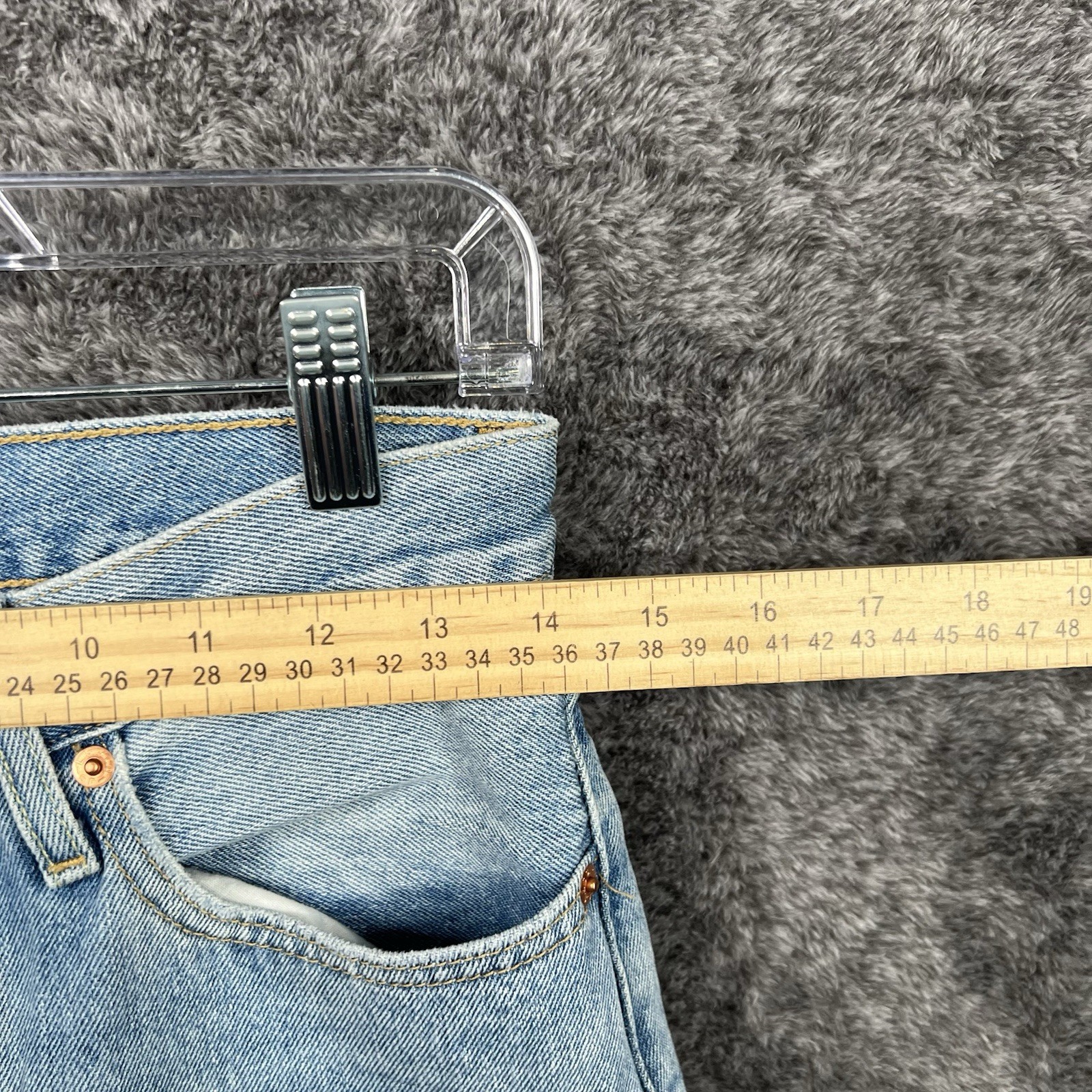 Levis 501 Big E Jeans Size 27x30 Skinny Fit Button Fly Light Wash Denim Premium thumbnail 3