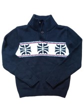 Chaps Boys Black & White Knit Cozy Cotton Long Sleeve Sweater X-Small (6/7)