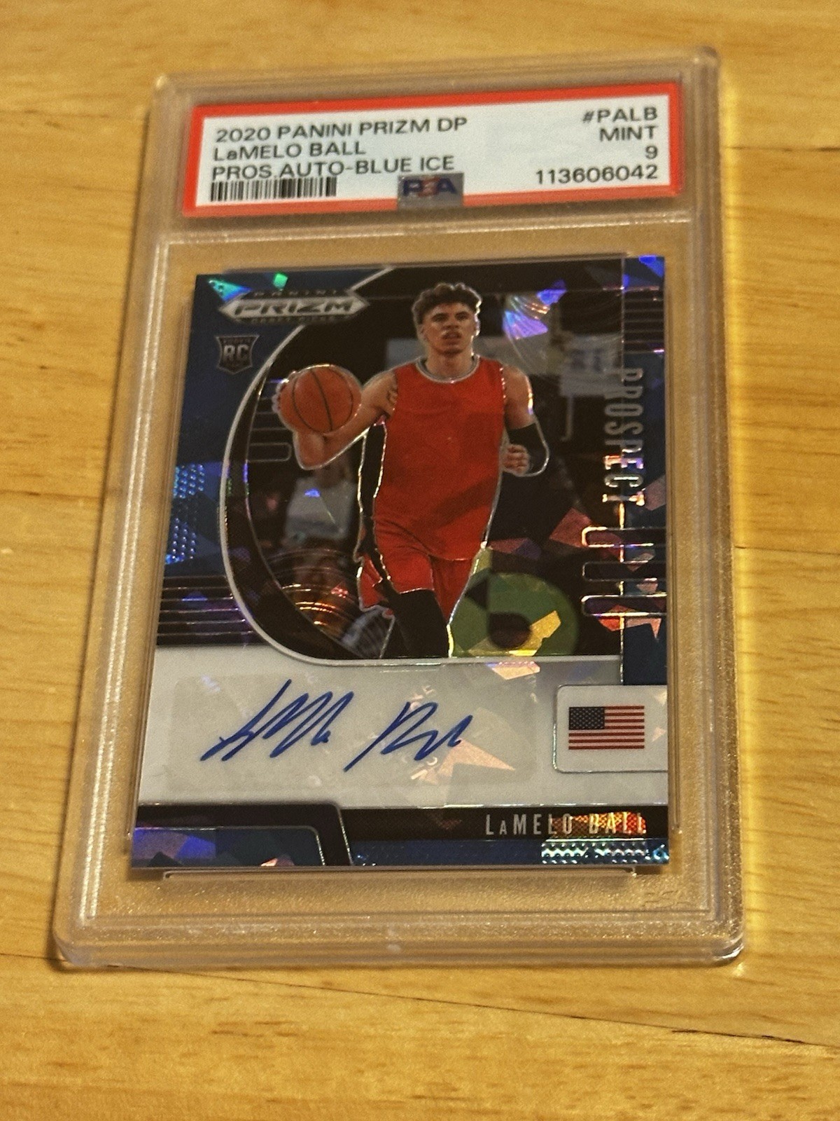 PSA 9 2020 Panini Prizm Draft Picks Lamelo Ball Blue Ice Auto 75/75 RC #PA-LB