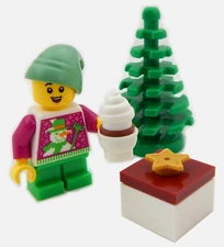 NEW LEGO CHRISTMAS ELF MINIFIG figure minifigure santa claus tree present 10245