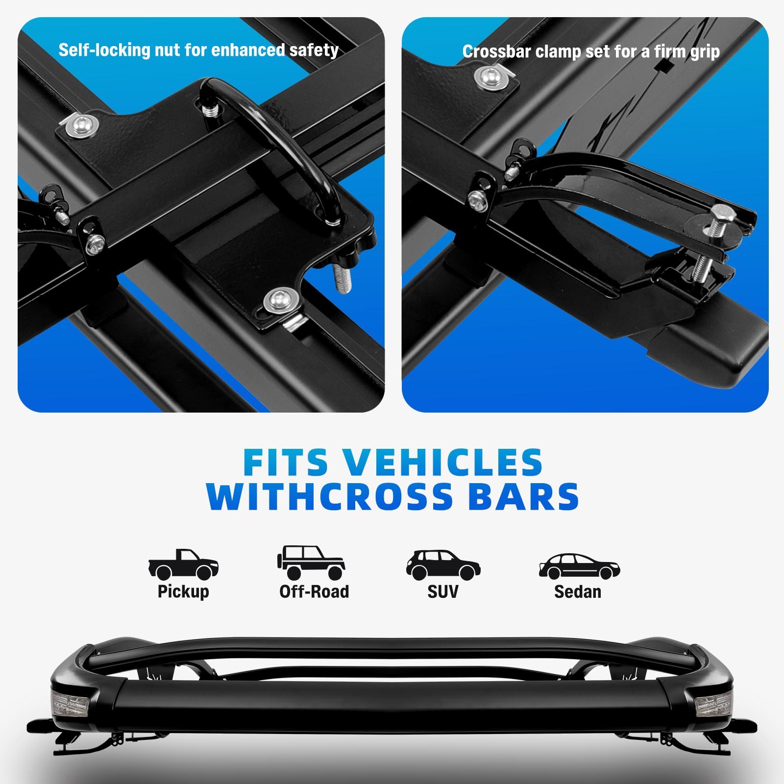 For Chevy HHR 2006-2011 Roof Rack Luggage Cargo Basket + Cross Bars w/ LED Light