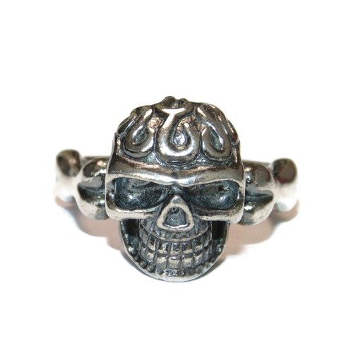 Anello Argento Sterling 925 Sigillo SOLIDO Uomo Punk Rocker Biker Gotico Teschio Osso - Foto 2 di 5