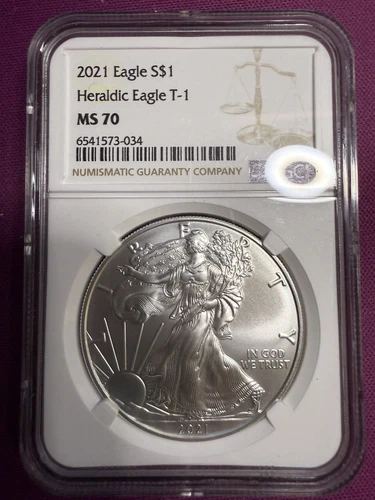 2021 Silver Eagle Heraldic T-1 - NGC Graded MS70 - B49418